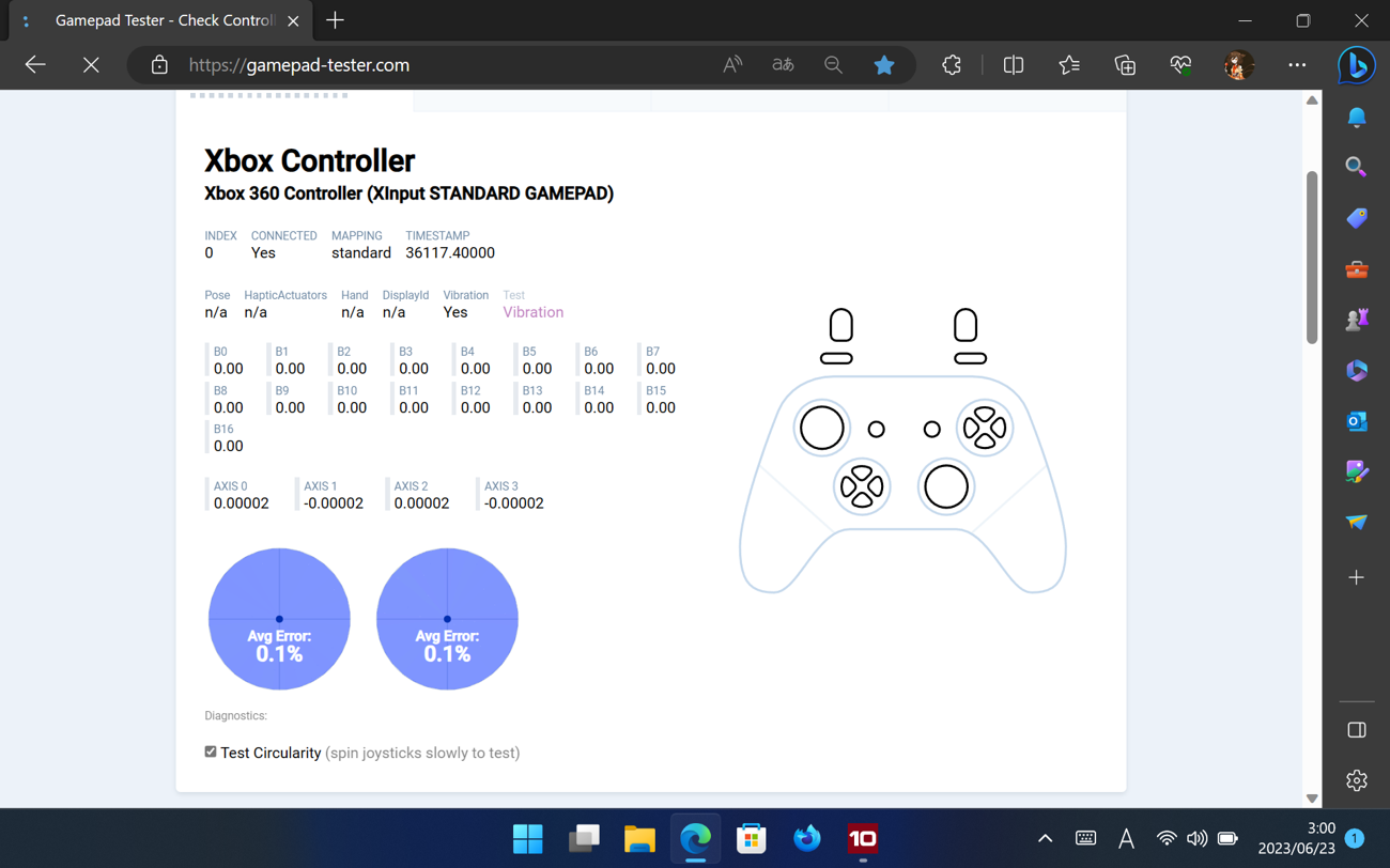 ゲームパッドテスター Circularity