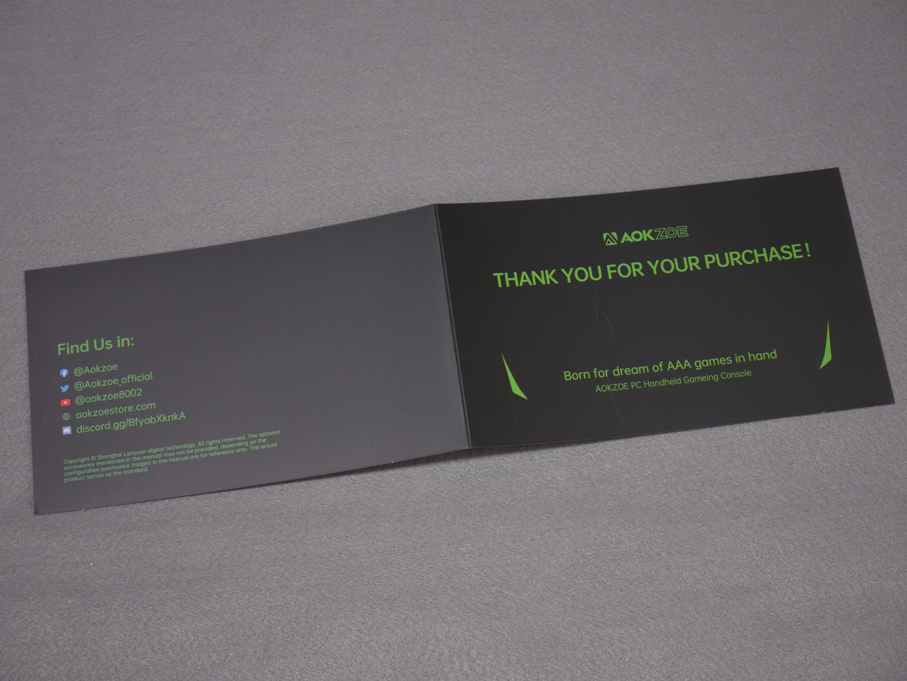 THANK YOU FOR YOUR PURCHASE