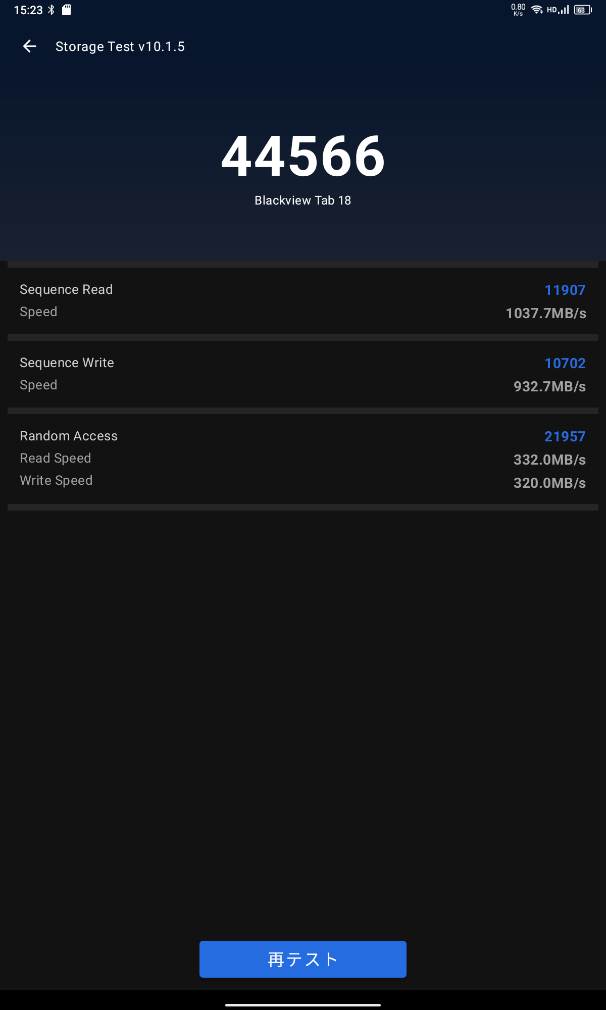 AnTuTu Benchmarkのストレージテスト結果